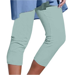 HXRYPG 3/4 Hose Damen Leicht Freizeithose Leggings Casual Schlupfhose Sport Caprihose Stretch Jogginghose Große Größen Stoffhose
